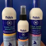 Fido Pet Grooming set with natural shampoo, conditioner and spritzer