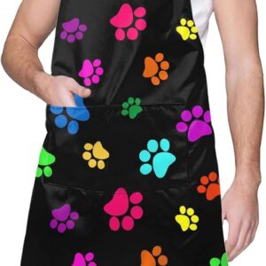 Brightly coloured Pet Paws Grooming Apron